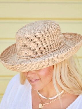 Scala Natural-Tone Woven Straw Hat